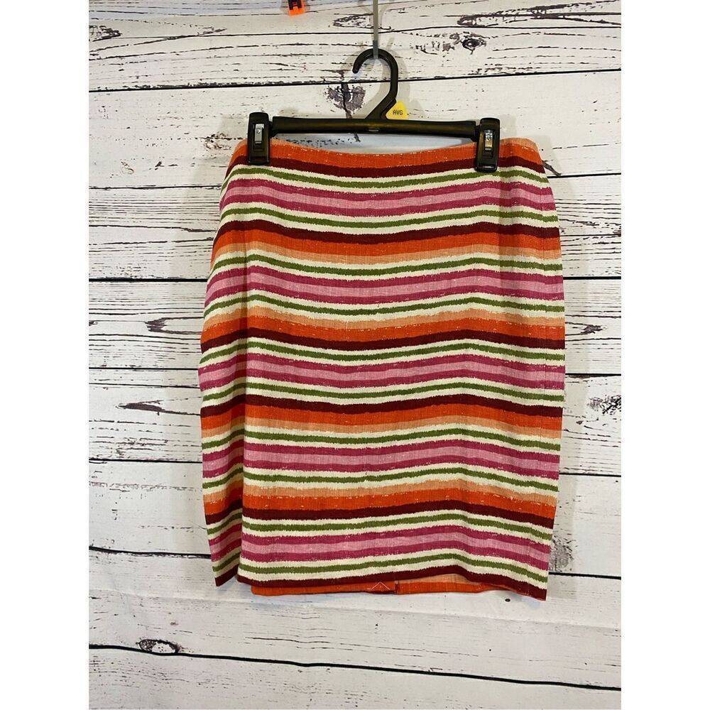 Talbots Linen Striped Pencil Skirt Size 10 Petite NWT